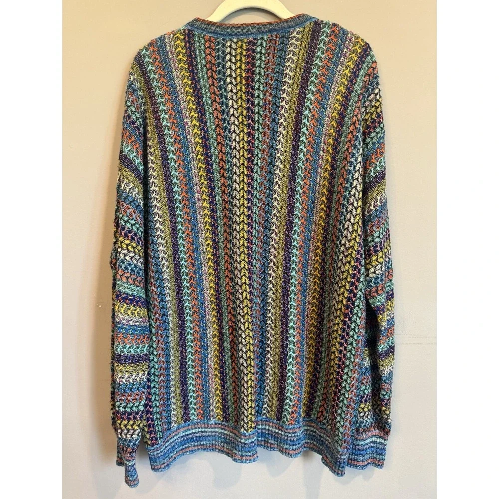 Rare Vintage‎ 90s MONDO DI MARCO Geometric Colorful Light Knit Sweater Italy XL